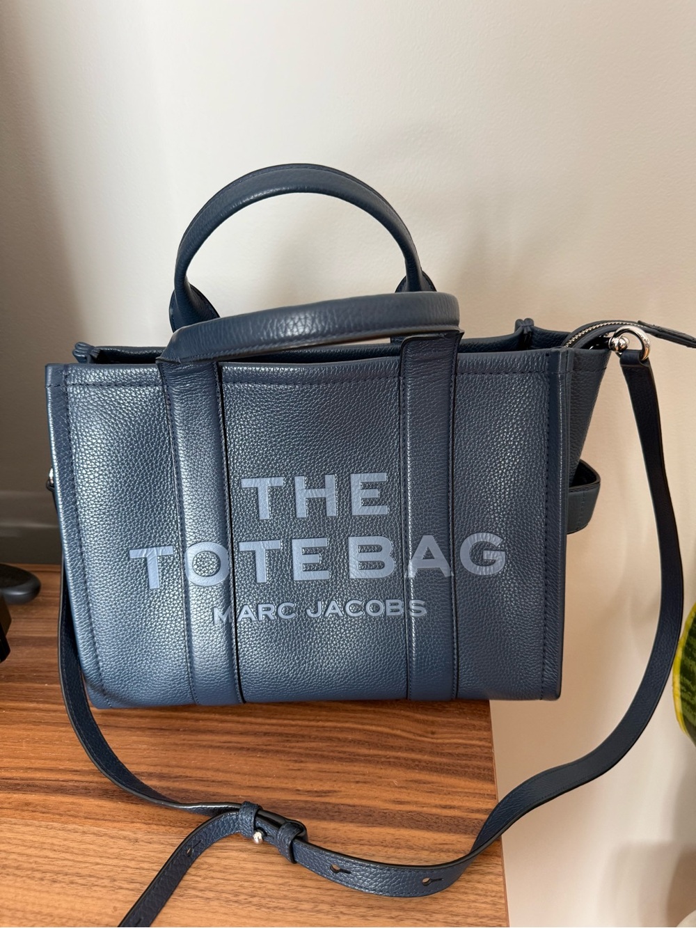 Marc Jacobs Navy Pebbled Leather 'The Tote Bag' Shoulder Tote